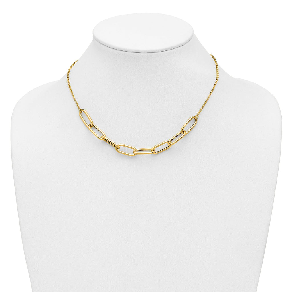14K Polished Fancy Link with 1in ext. Necklace