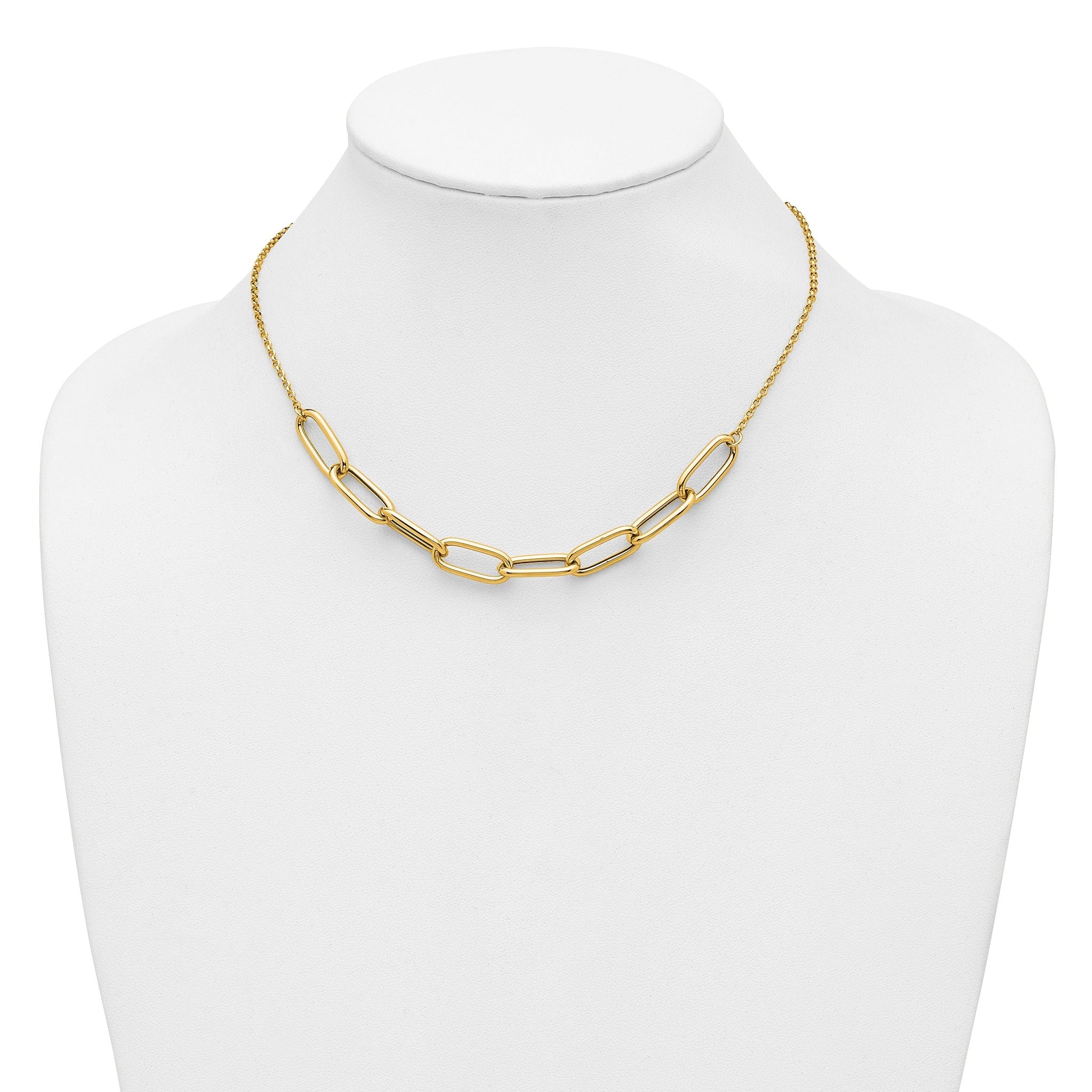 14K Polished Fancy Link with 1in ext. Necklace