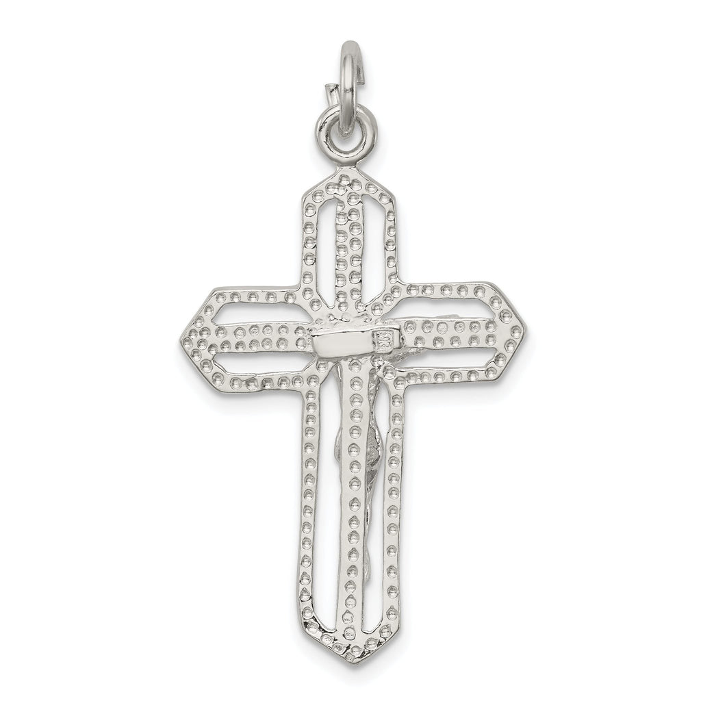 925 Sterling Silver Polished Crucifix Pendant with Anti-Tarnish Finish