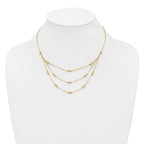 14K Polished and Dia-cut Layered Beaded w/2in ext. Necklace