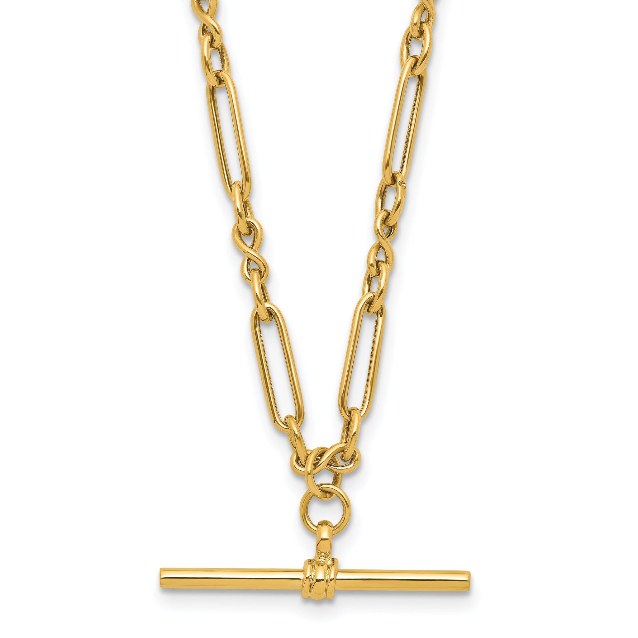 10K Polished Fancy Link Bar Necklace Main image