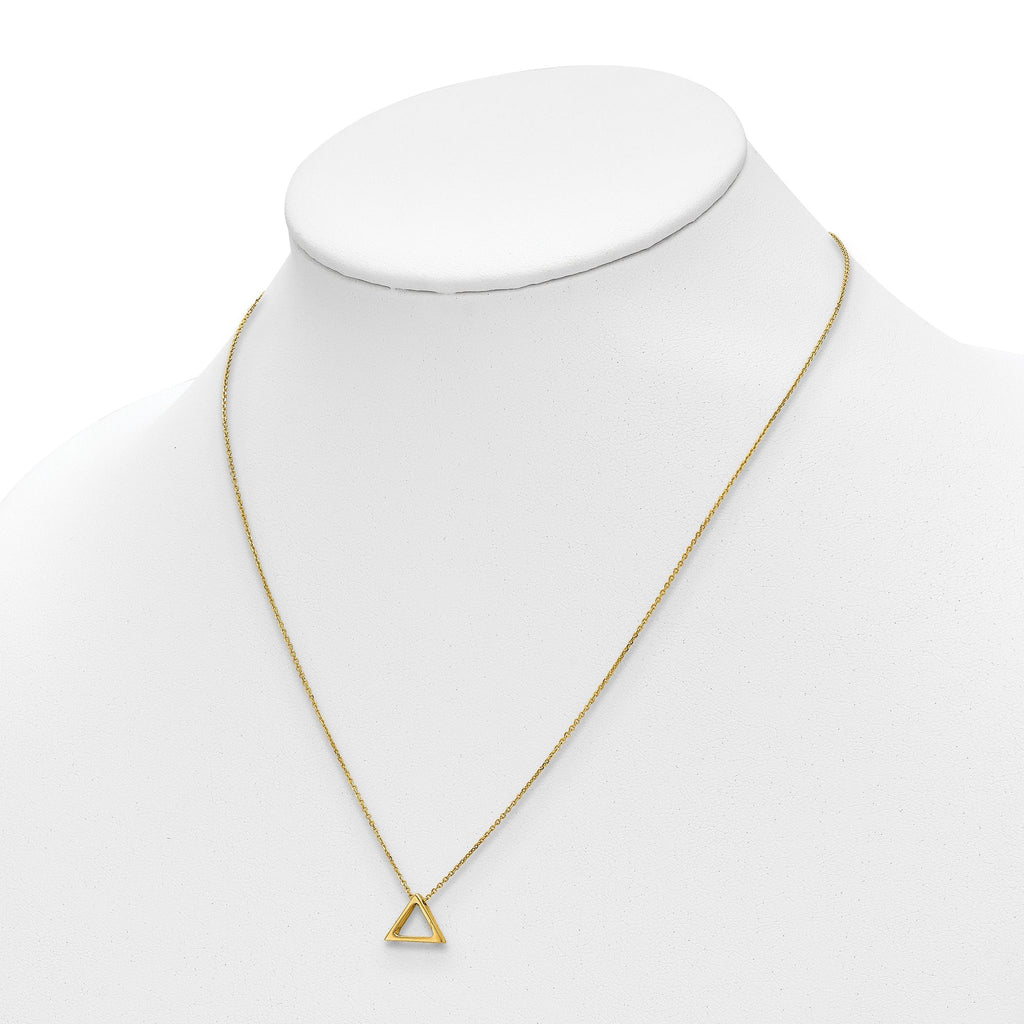 14K Polished Triangle w/2 in ext. Necklace