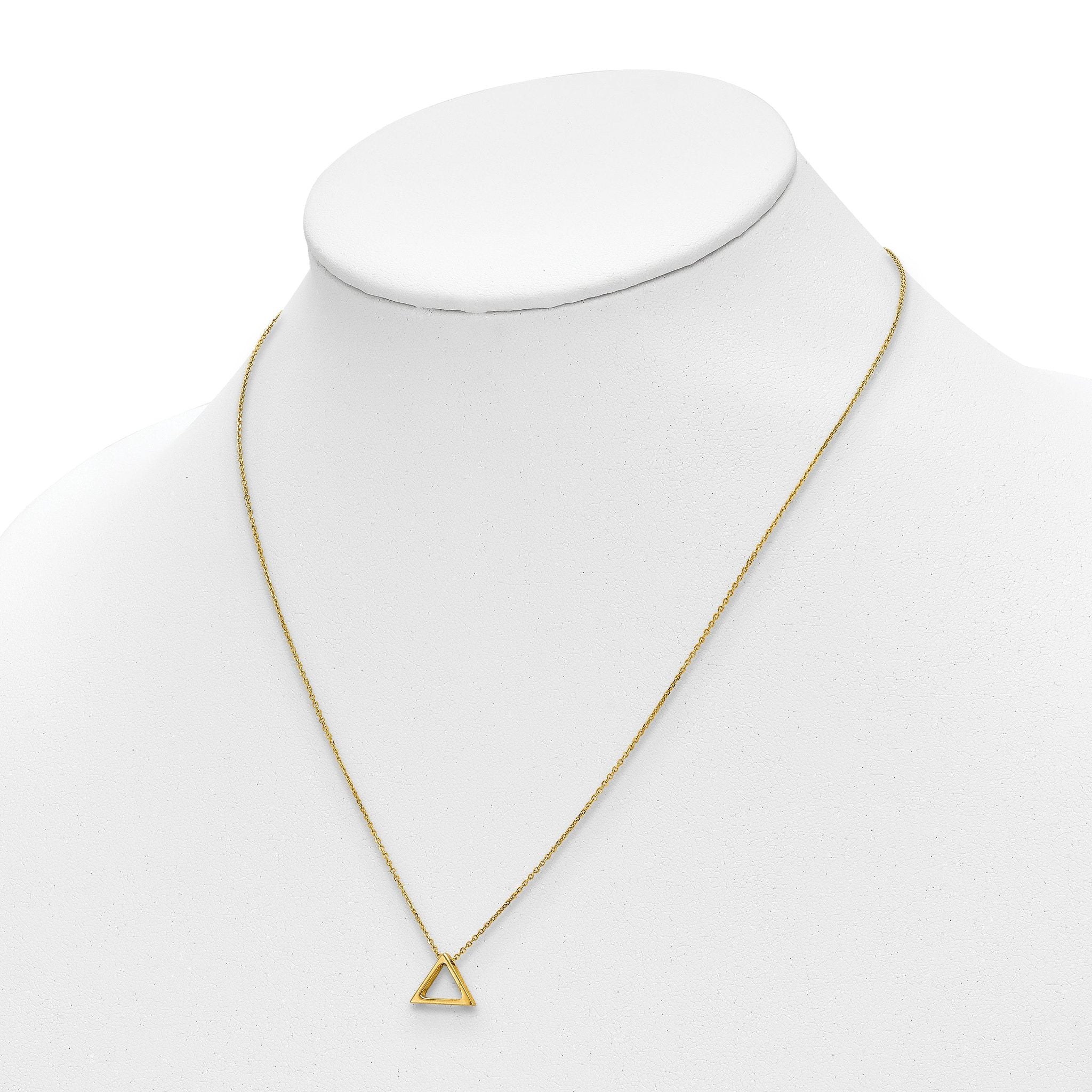 14K Polished Triangle w/2 in ext. Necklace