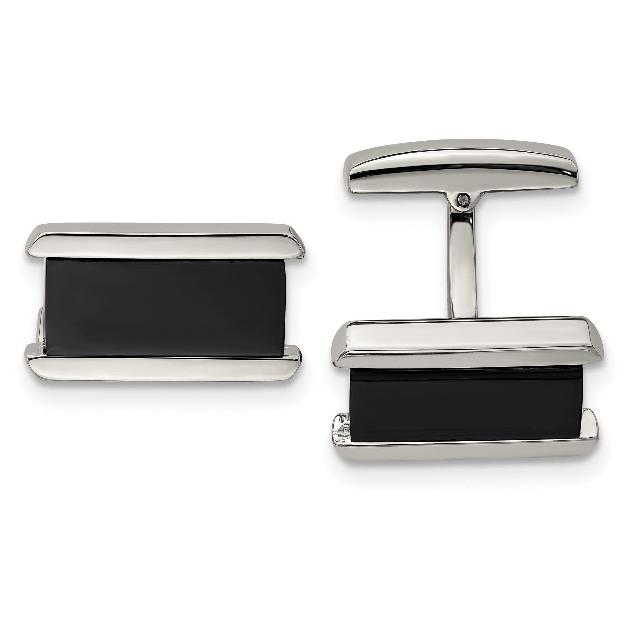 Black IP-Plated Rectangle Cufflinks in Stainless Steel Main image
