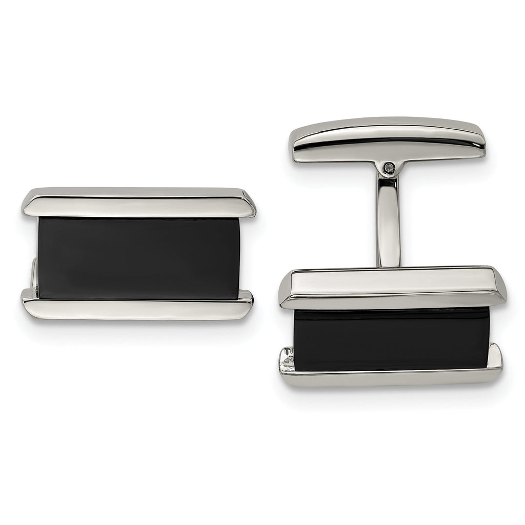 Black IP-Plated Rectangle Cufflinks in Stainless Steel