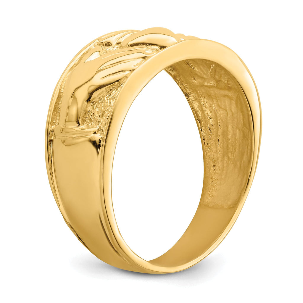 14k Polished Men's Claddagh Band