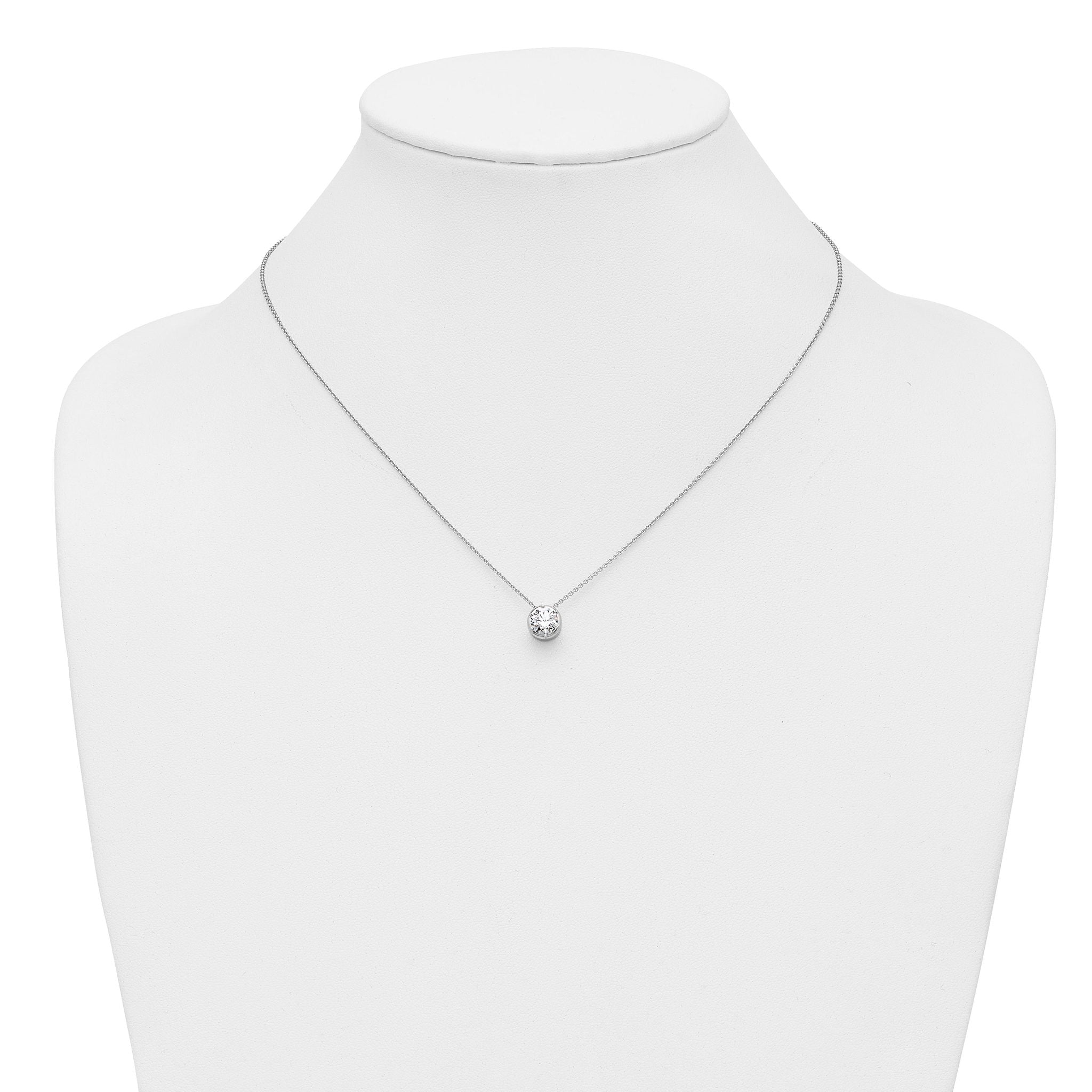 14k White Gold 1 carat Lab Grown Diamond VS/SI+ G+ Round Complete 18 inch Solitaire Slide Necklace Secondary image