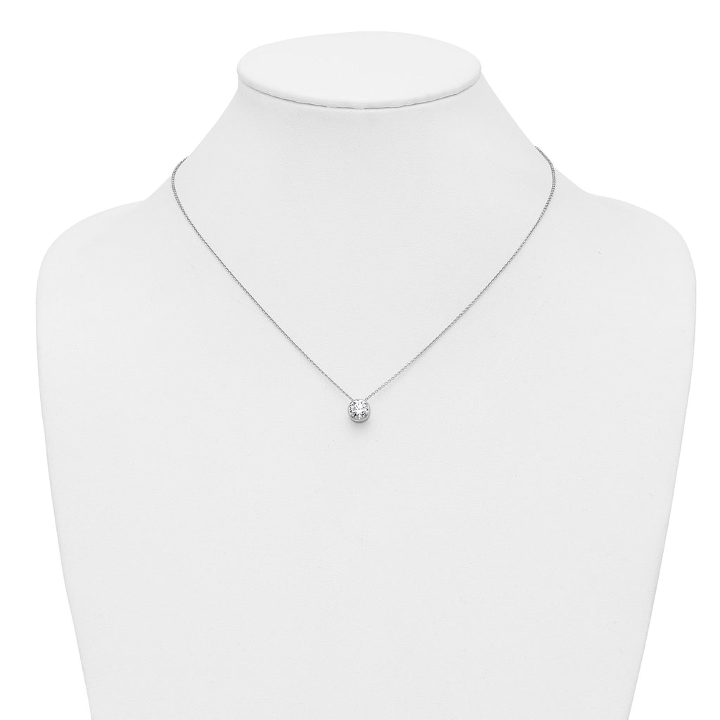 14k White Gold 1 carat Lab Grown Diamond VS/SI+ G+ Round Complete 18 inch Solitaire Slide Necklace