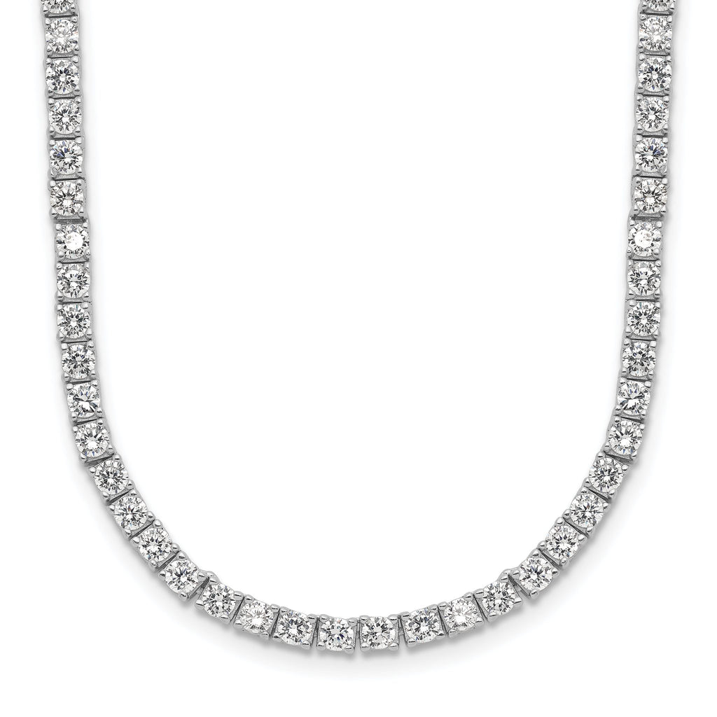 Cheryl 925 Sterling Silver CZ Necklace with Rhodium Plating, Elegant Design