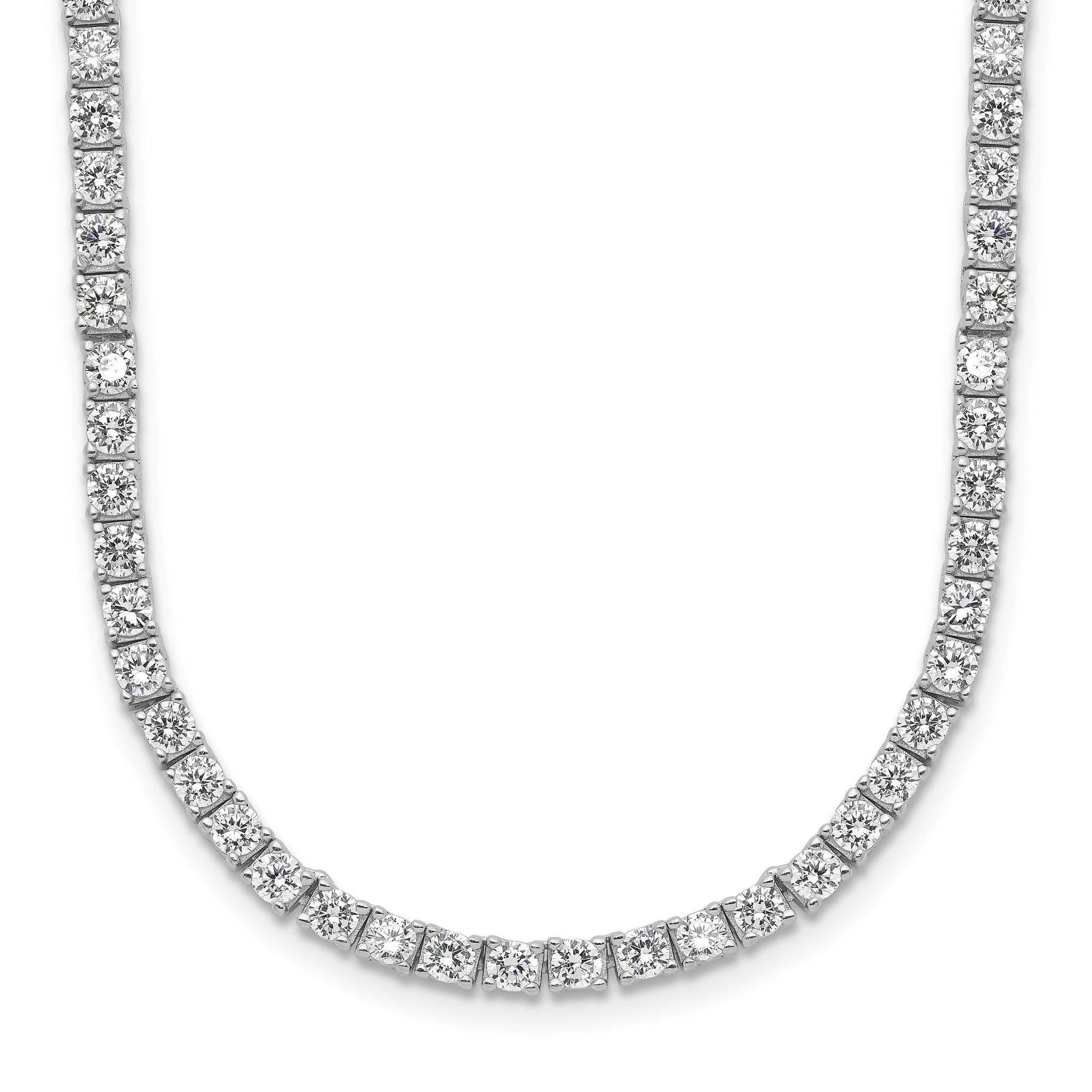 Cheryl 925 Sterling Silver CZ Necklace with Rhodium Plating, Elegant Design