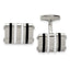 Rectangle Cufflinks in Stainless Steel with Black & White Rubber