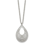 Stainless Steel Polished & Textured Reversible Cut-out Design Necklace