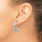 14K White Gold Polished Hoop Earrings with Omega Back Elegant & Lightweight