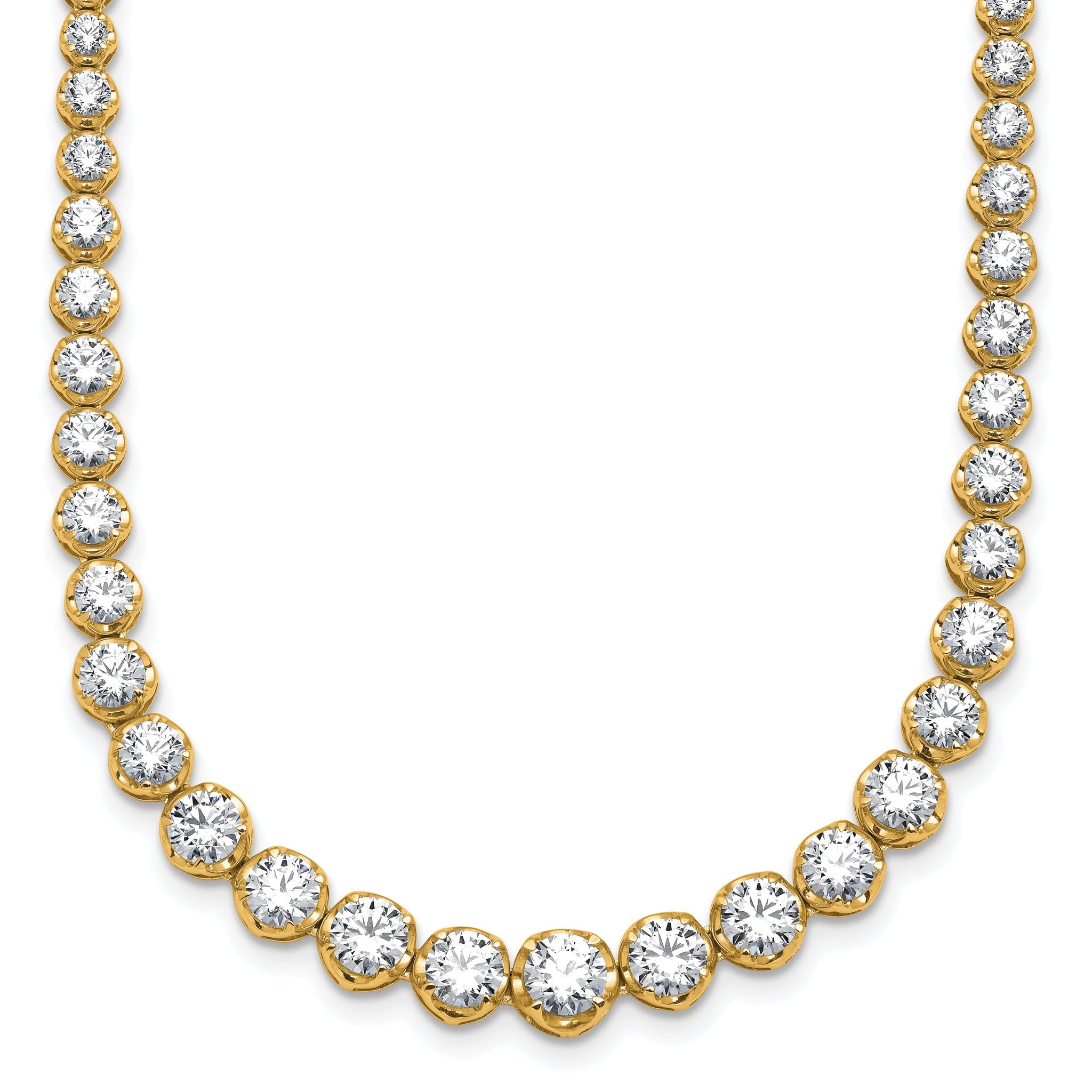 14k 10 carat Lab Grown Diamond VS+ F+ Complete Round 16 inch Graduated Tennis Necklace