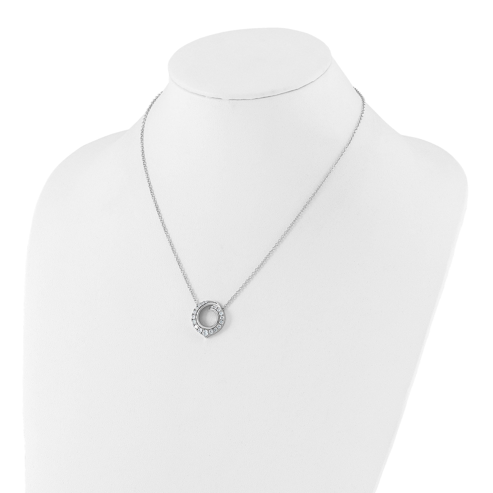 14k White Gold 1 carat Lab Grown Diamond VS/SI+ G+ Round 18 inch Necklace