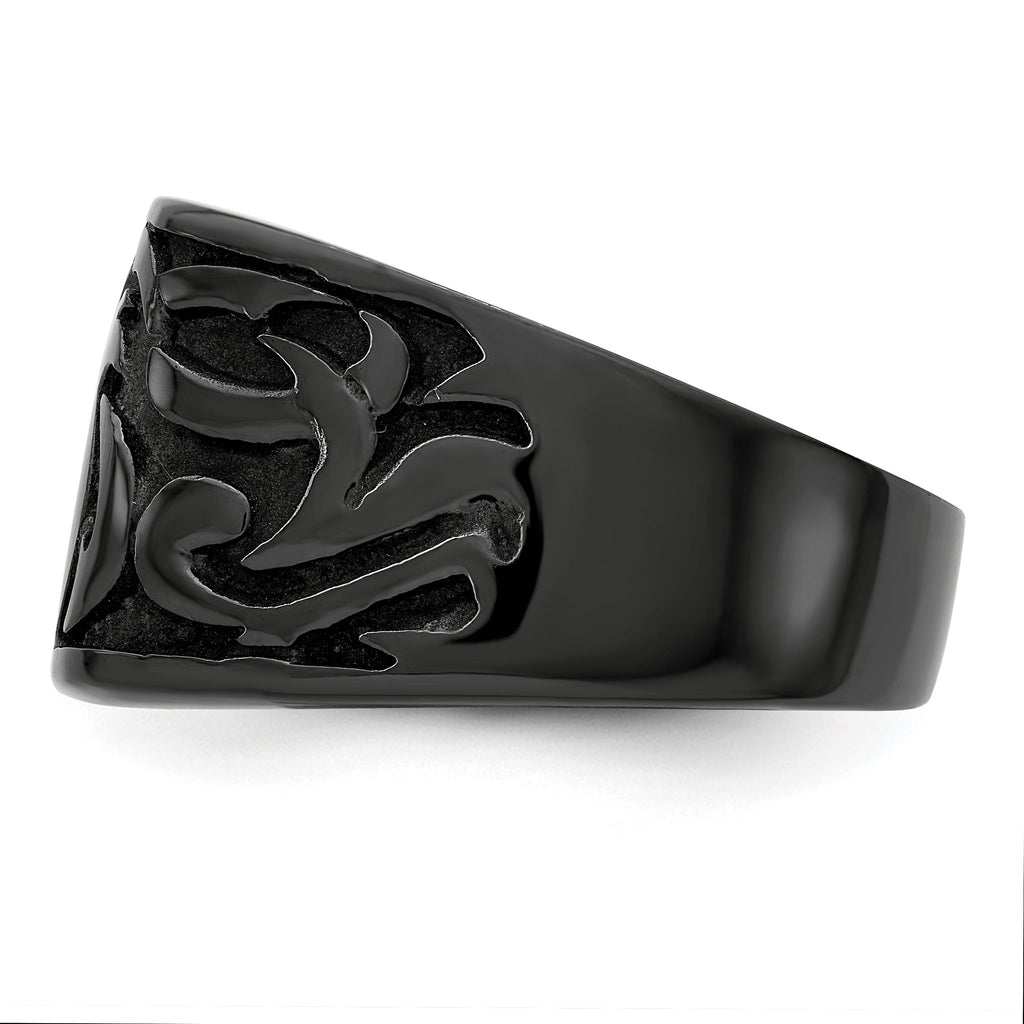 Titanium Men's Signet Ring with Casted Design and Gift Packaging