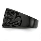 Titanium Men's Signet Ring with Casted Design and Gift Packaging