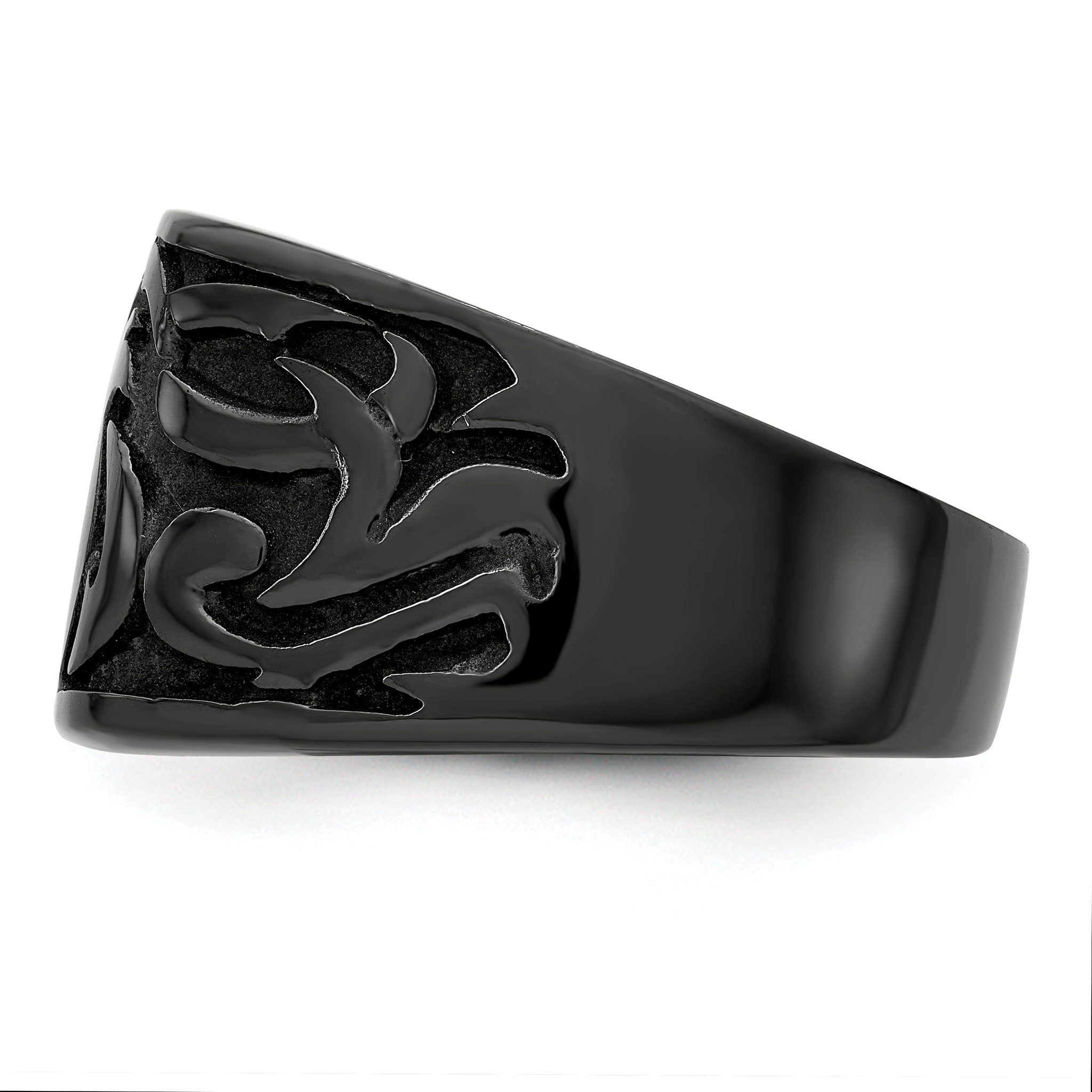 Titanium Men's Signet Ring with Casted Design and Gift Packaging