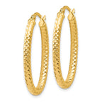 14K Gold Oval Hoop Earrings with Polished & Textured Design  Lightweight & Elegant