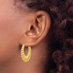 14K Gold Polished Scalloped Hoop Earrings for Women Elegant Design