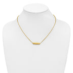 14K Polished Grooved Bar w/1in ext. Necklace