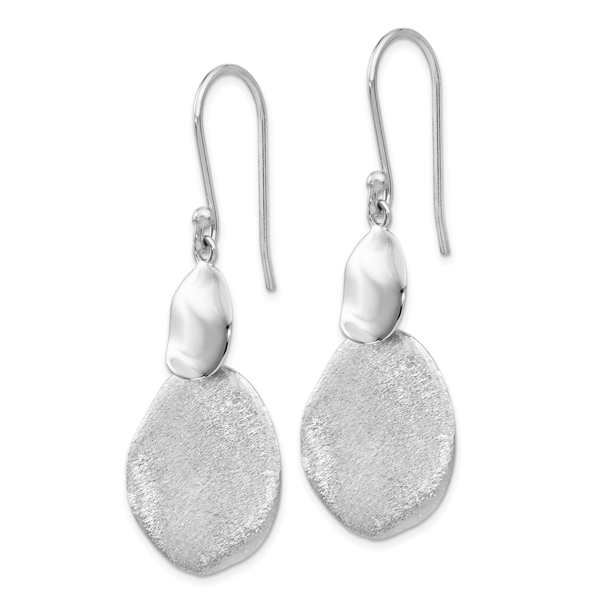 Sterling Silver Radiant Essence Polished Textured Dangle Earrings Secondary image