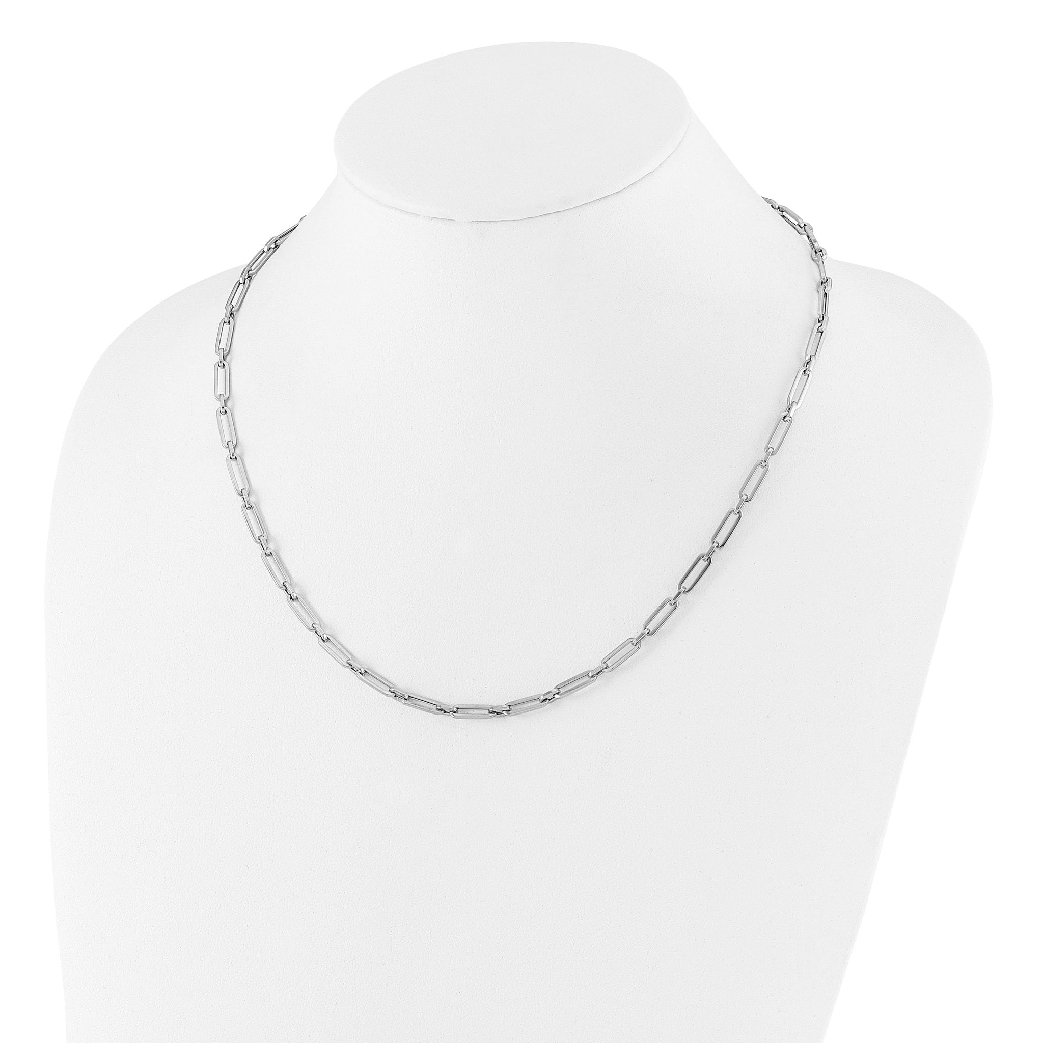 14K White Gold Polished Flat Oval Link Necklace Secondary image