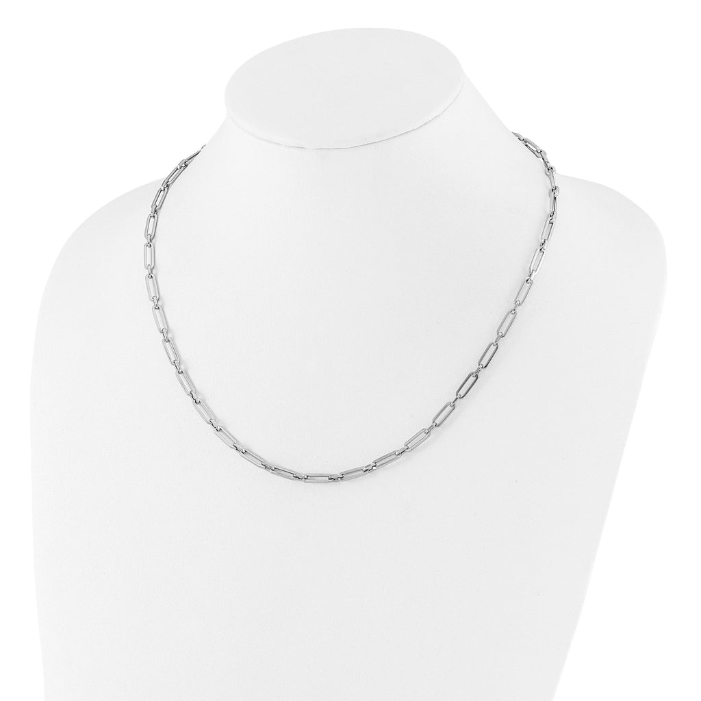 14K White Gold Polished Flat Oval Link Necklace