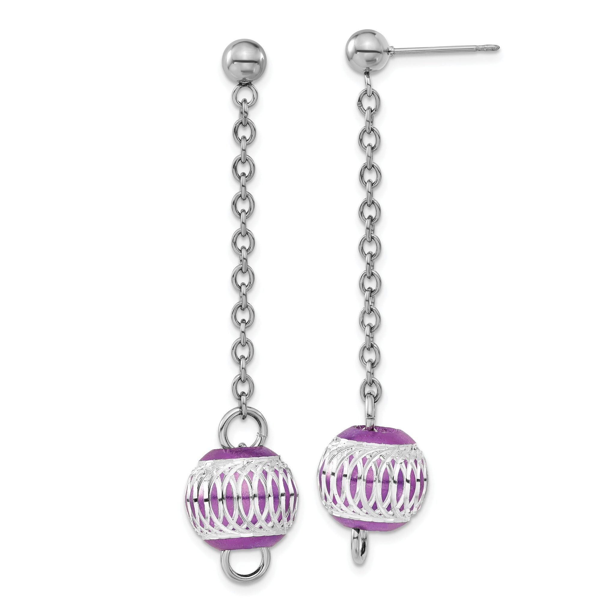 Stainless Steel Polished Diamond-cut Drop Dangle Earrings for Women Main image