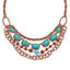 1928 Jewelry Copper-tone Textured Link Aqua and Brown Acrylic Beads Graduated Four Row 16 inch Necklace with 3 inch extension
