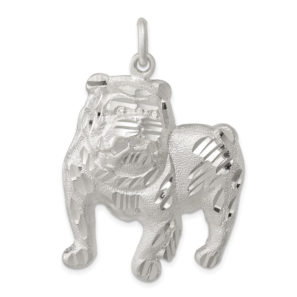 Sterling Silver 925 Bulldog Charm with Anti-Tarnish Solid Cast Design for Men