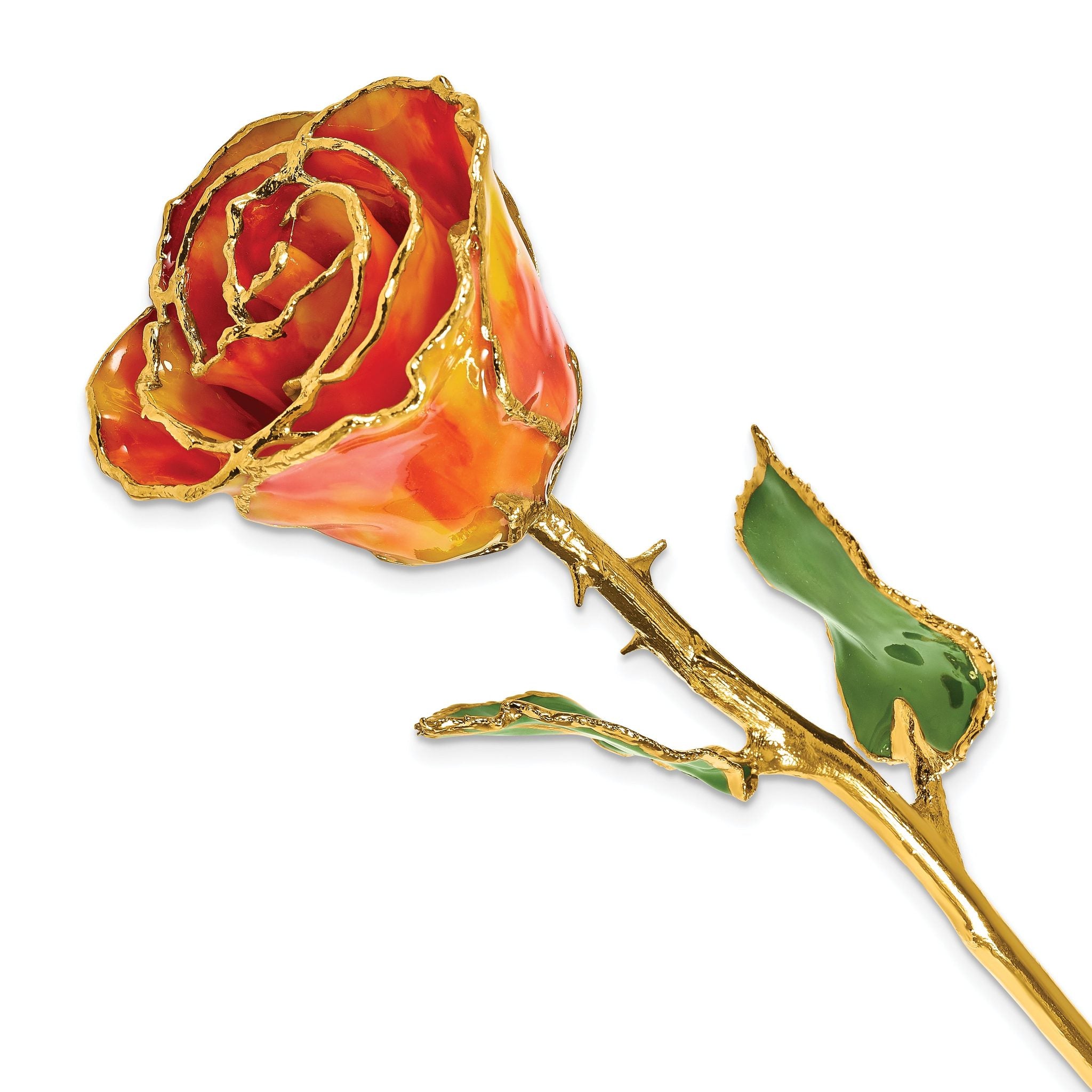 Lacquer Dipped Gold Trim November Birthstone Amber Resin Rose Main image