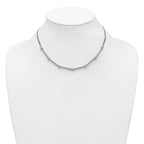 Sterling Silver RH-plt Pol. 2-strand Beaded w/2in ext. Necklace