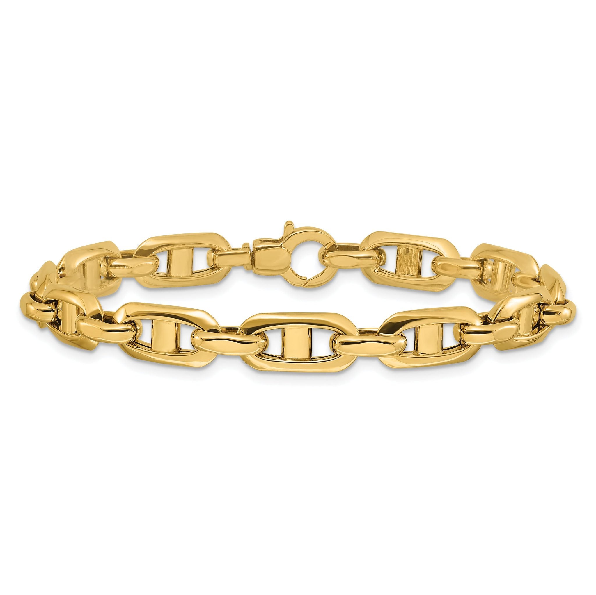 14K Polished Fancy Mariner Link Bracelet