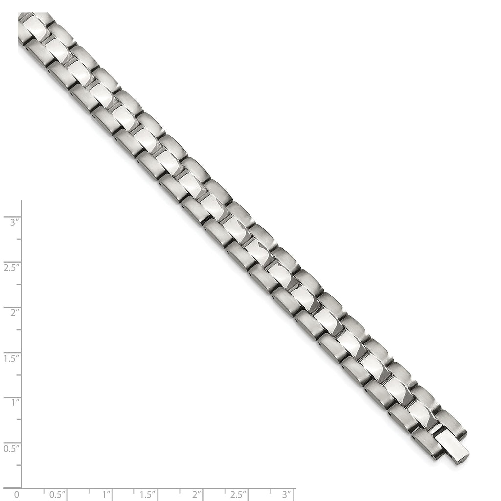Stainless Steel Brushed and Polished Link Bracelet for Men