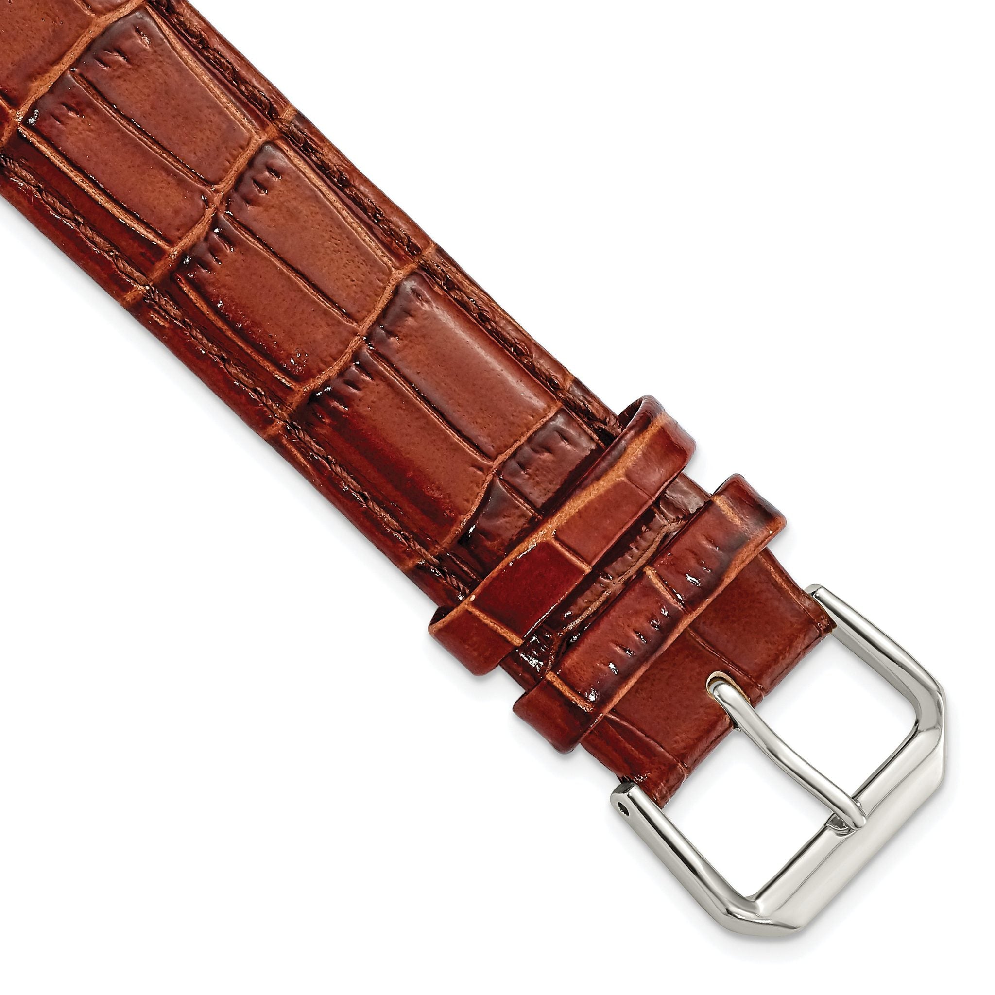Havana Crocodile-Grain Leather Watch Band, 10mm