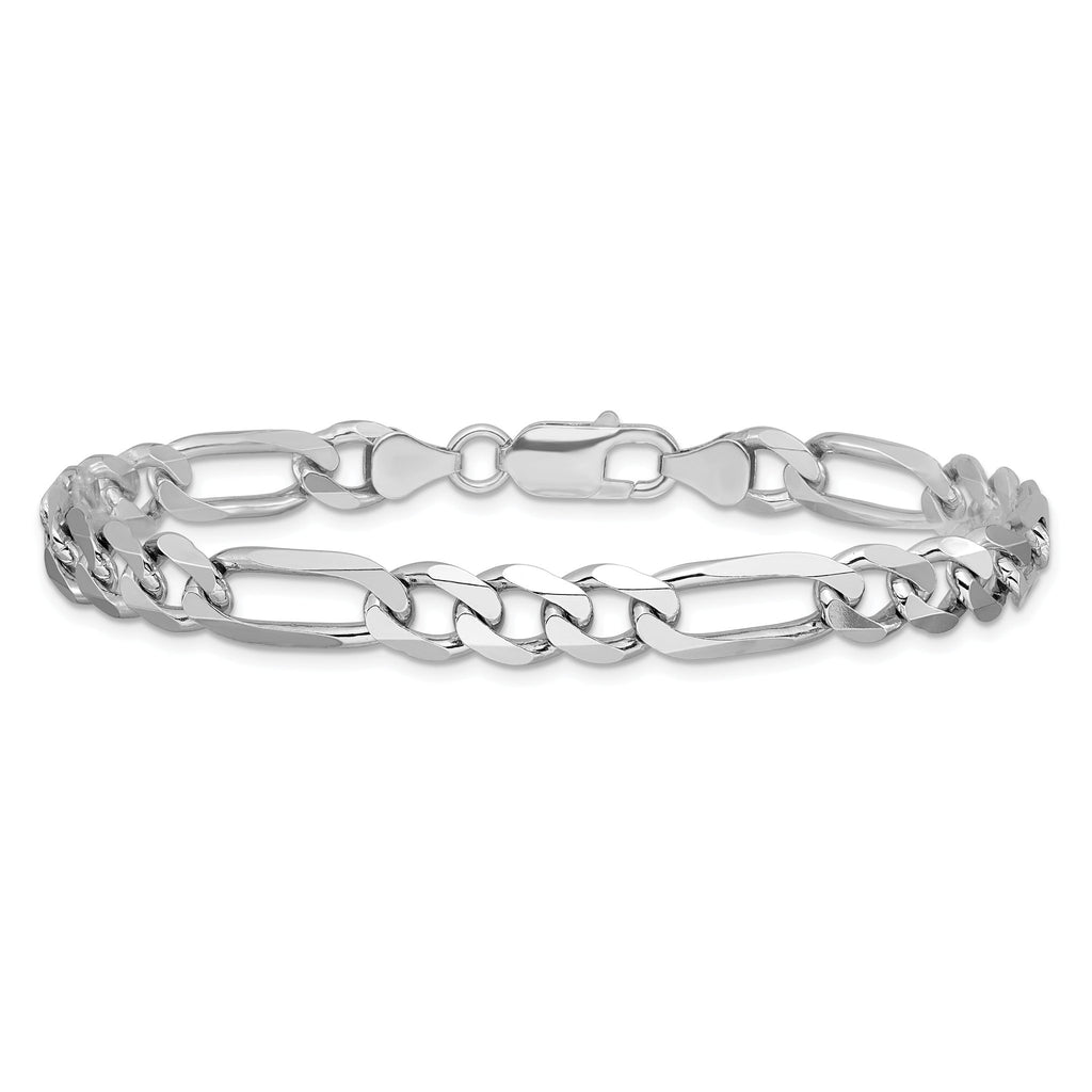 Sterling Silver Rhodium-plated 7.5mm Figaro Chain