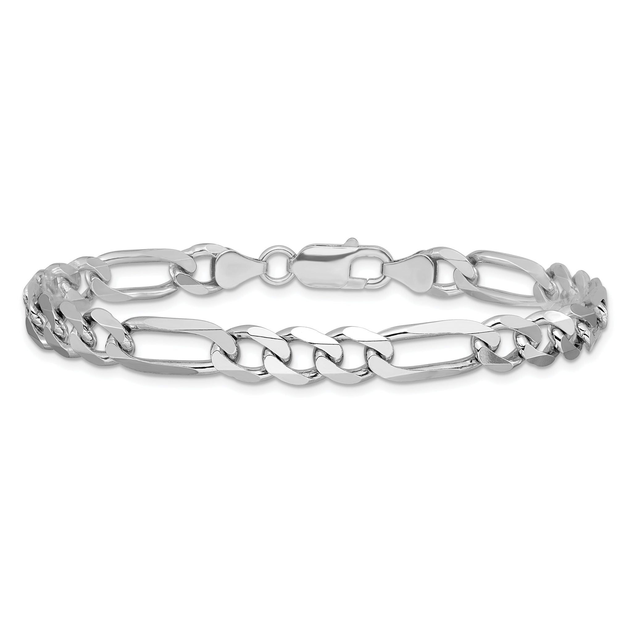Sterling Silver Rhodium-plated 7.5mm Figaro Chain