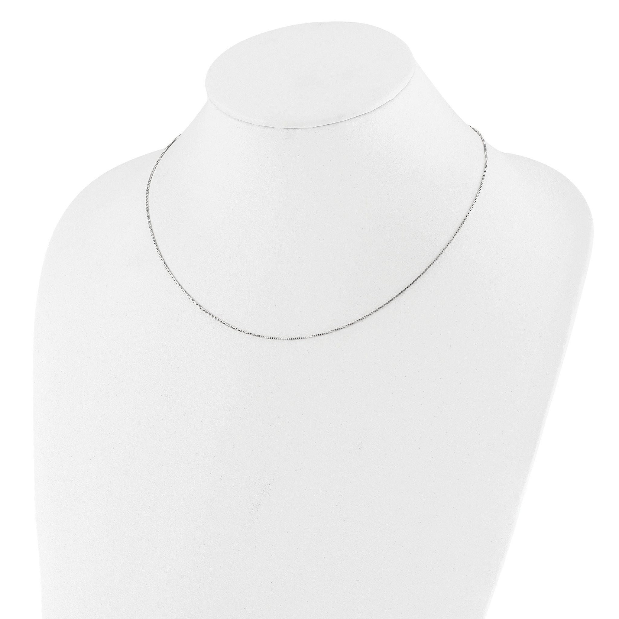 0.85mm 10K White Gold Box Chain