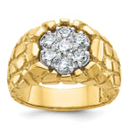 14k Mens Two-tone Mens 1 carat Diamond Nugget Cluster Complete Ring