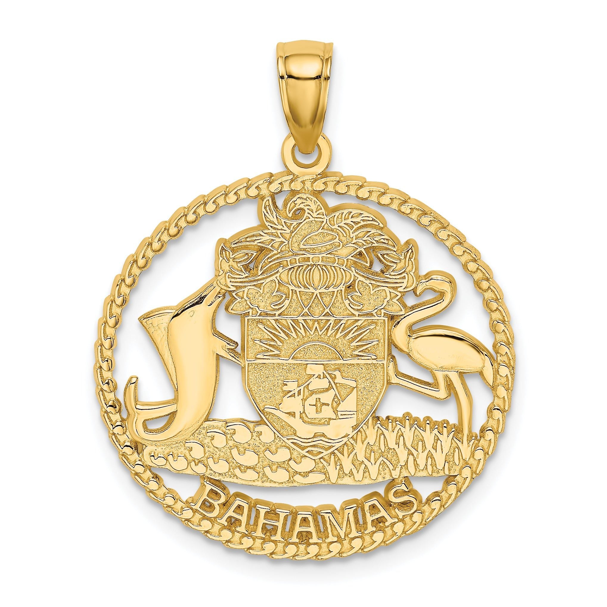 14K BAHAMAS Crest In Textured Frame Charm Main image