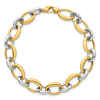 14k Two Tone Polished 9.5mm Fancy Oval Link 7.5 inch Bracelet