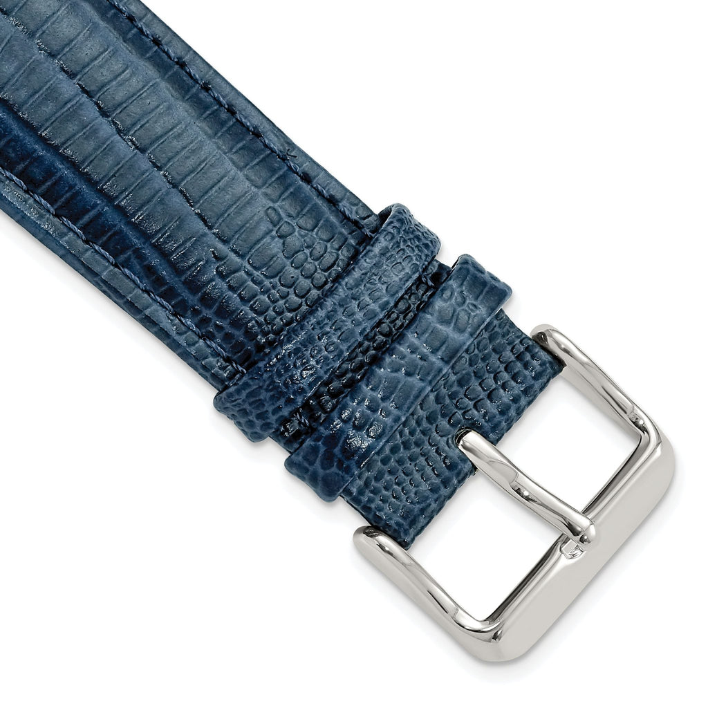 Navy Teju Lizard Grain Leather Watch Band, 14mm