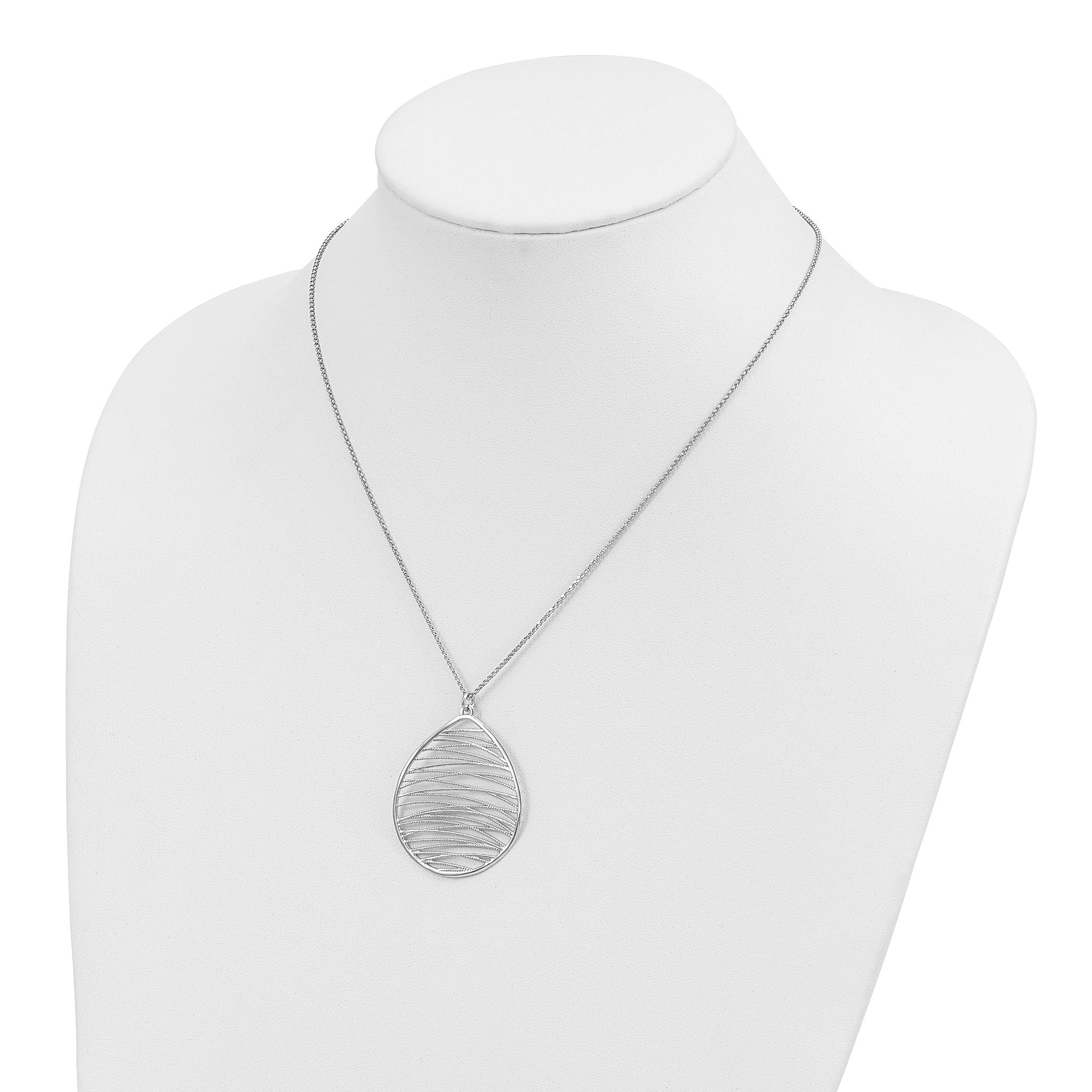 Sterling Silver Rhodium-plated Polished With  1.75in Ext. Necklace