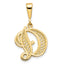 14K Yellow Gold Script Filigree Letter D Pendant  Elegant Polished Finish