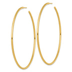 14k Polished 2.0 x 75mm Tube C-Hoop Post Earrings