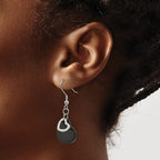 Stainless Steel Black Polished Heart Drop Dangle Earrings for Women