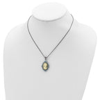 Antiqued Sterling Silver Cameo Necklace with Crystal Resin