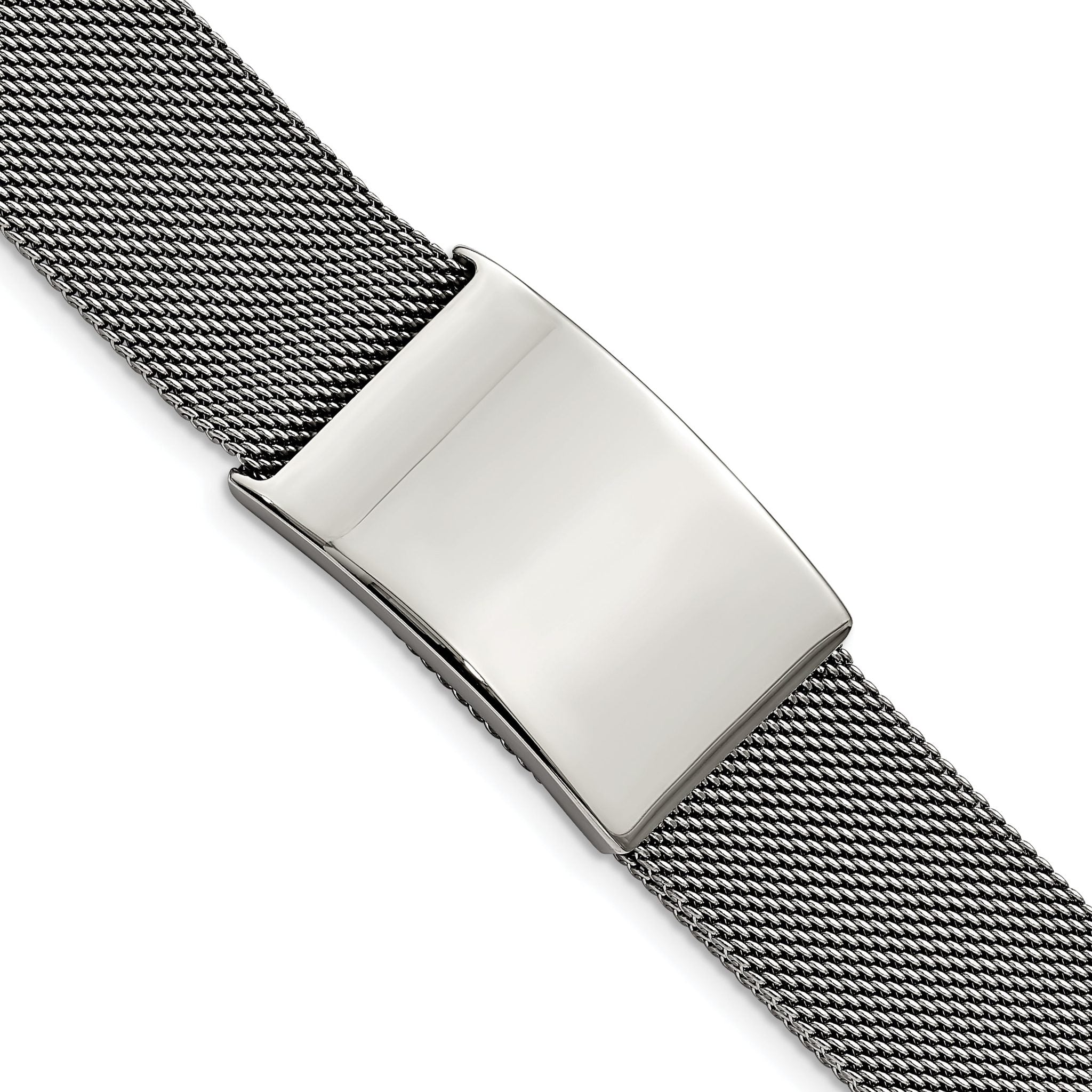 Stainless Steel Polished Mesh Adjustable ID Bracelet Main image