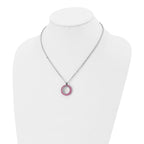 Pink Crystal Circle Necklace in Stainless Steel, 18in
